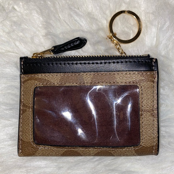 Coach Mini Skinny ID Case in Signature Canvas Tan / Black - Picture 2 of 4